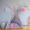 Grey and Pink šator with Pom Poms